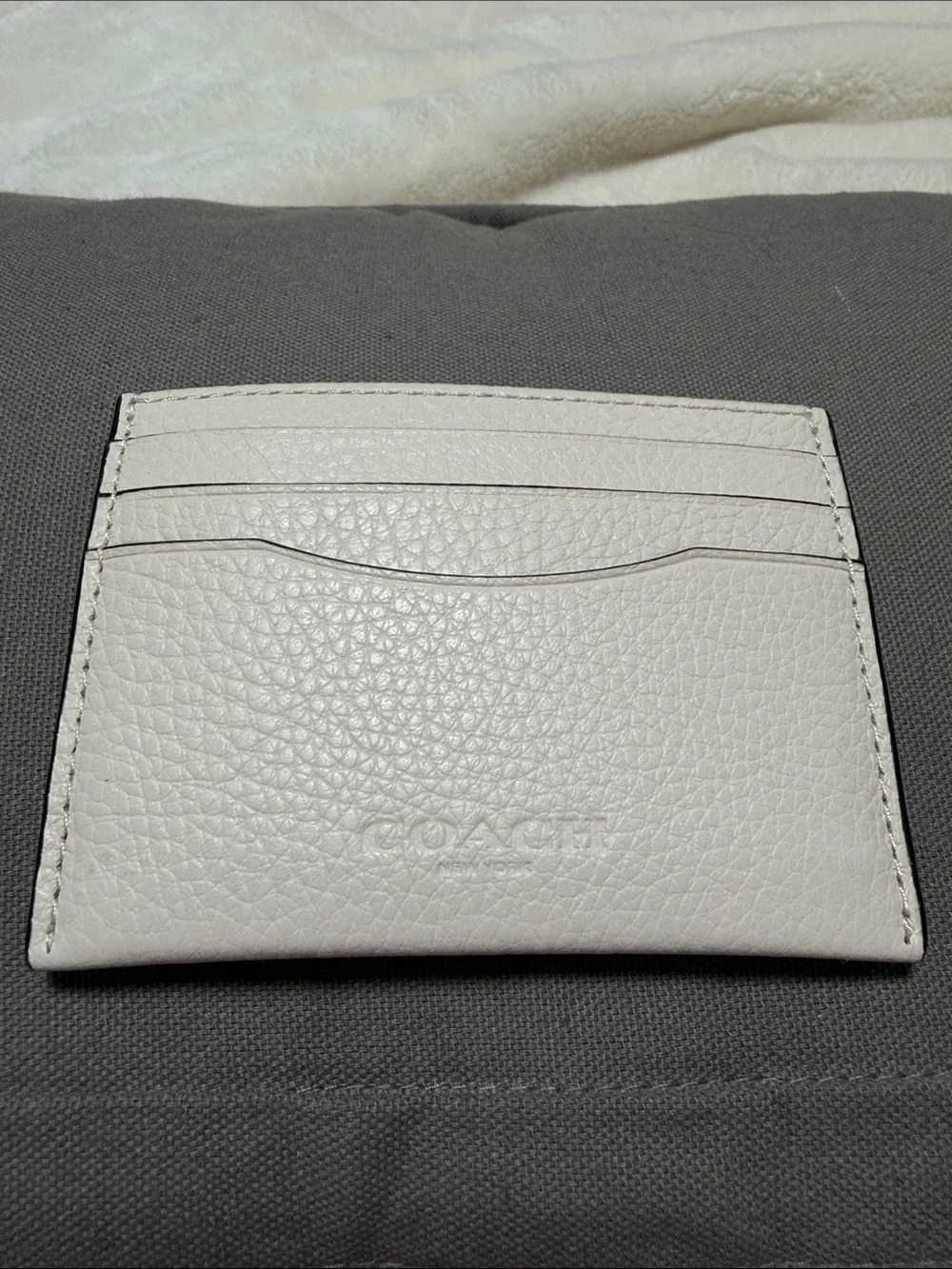 Coach Pebbled Leather Card Case - Cream